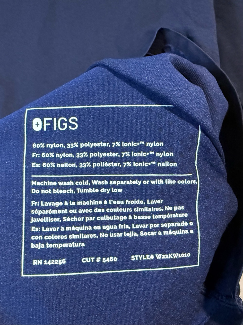 FIGS Salta Seamless Long Sleeve Underscrub Top Women Medium Crewneck navy - Picture 3 of 7